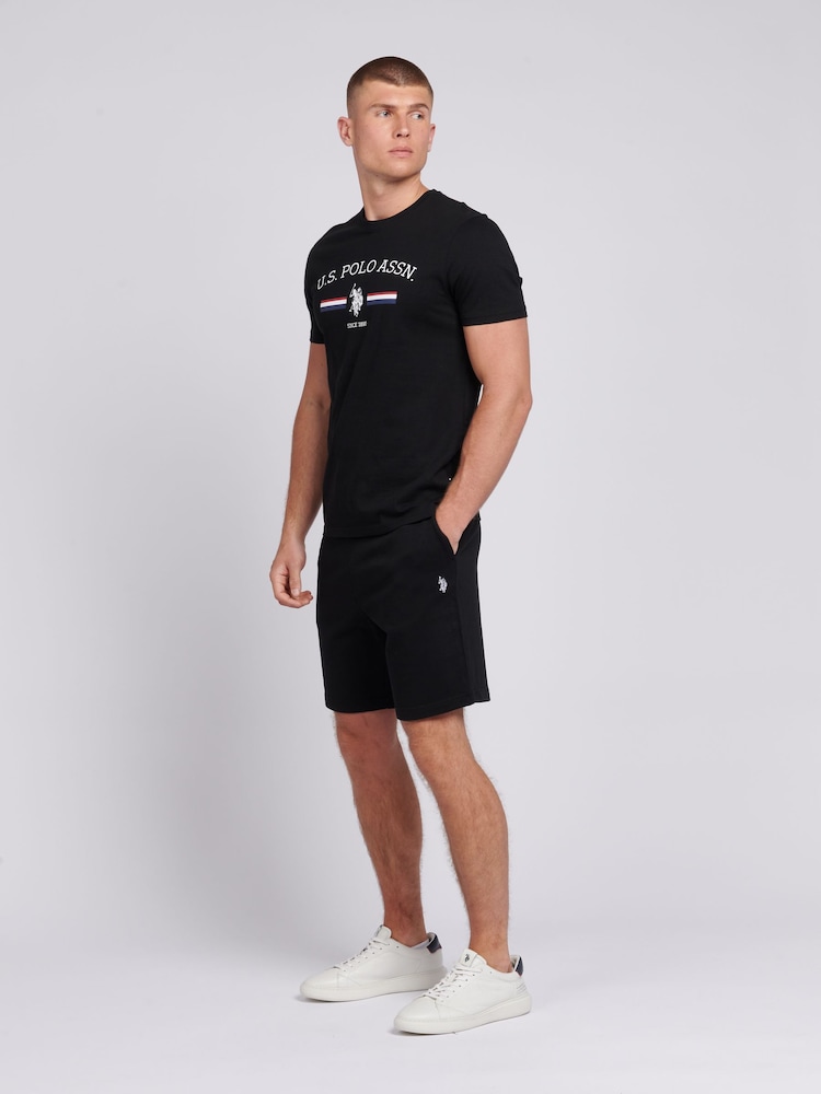 U.S. Polo Assn Black Mens Double Horsemen Sweat 100% Cotton Shorts - Image 3 of 6