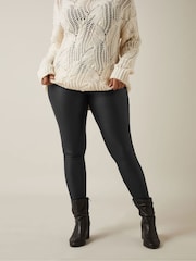 Evans PU Coated Control Black Leggings - Image 1 of 4