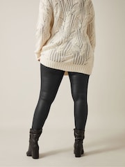 Evans PU Coated Control Black Leggings - Image 3 of 4