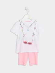 River Island White Girls White Sunglasses T-Shirt and Shorts Set - Image 1 of 1