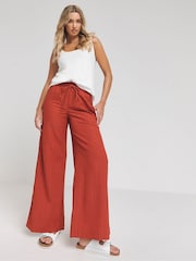 Simply Be Red Textured Wide Leg Trousers - Image 1 of 4