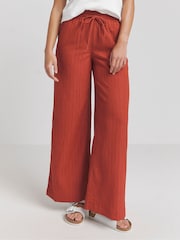 Simply Be Red Textured Wide Leg Trousers - Image 2 of 4