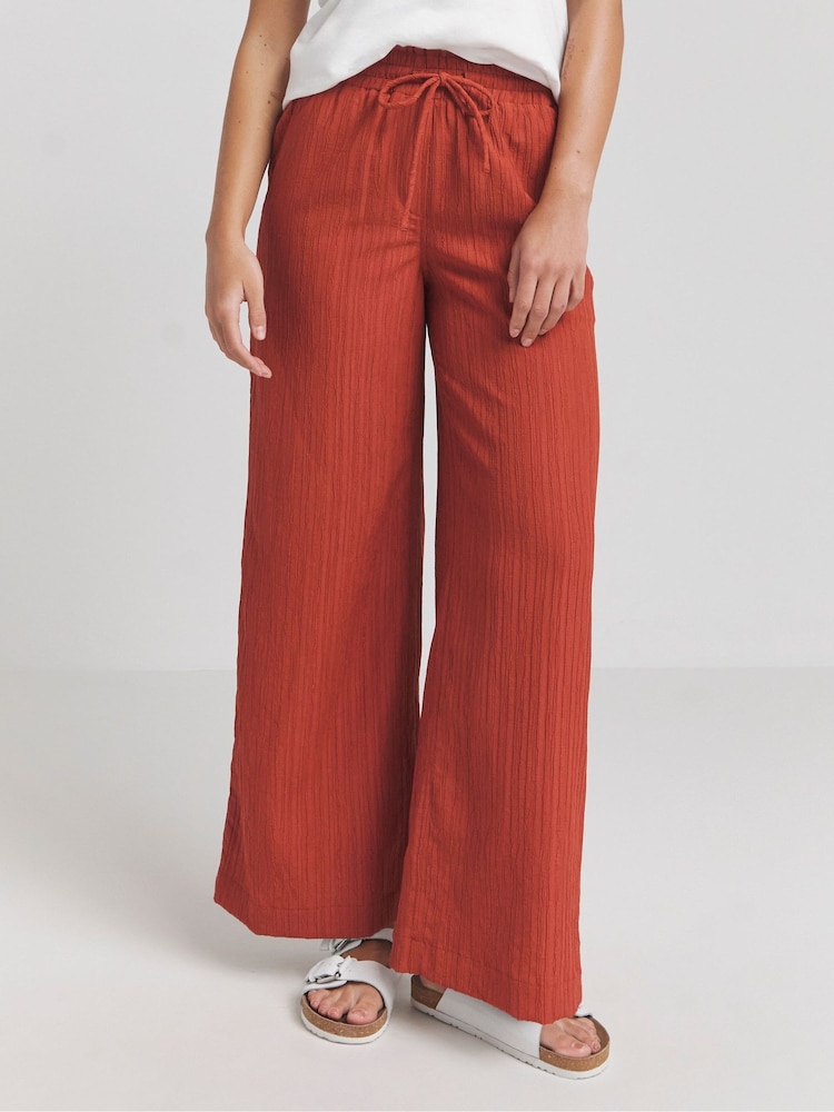 Simply Be Red Textured Wide Leg Trousers - Image 2 of 4