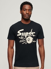 Superdry Jet Black 100% Cotton Retro Rocker Graphic T-Shirt - Image 1 of 6