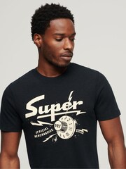 Superdry Jet Black 100% Cotton Retro Rocker Graphic T-Shirt - Image 3 of 6