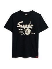 Superdry Jet Black 100% Cotton Retro Rocker Graphic T-Shirt - Image 4 of 6