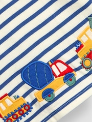 JoJo Maman Bébé Ecru Blue Stripe Construction Appliqué Border Top - Image 3 of 3