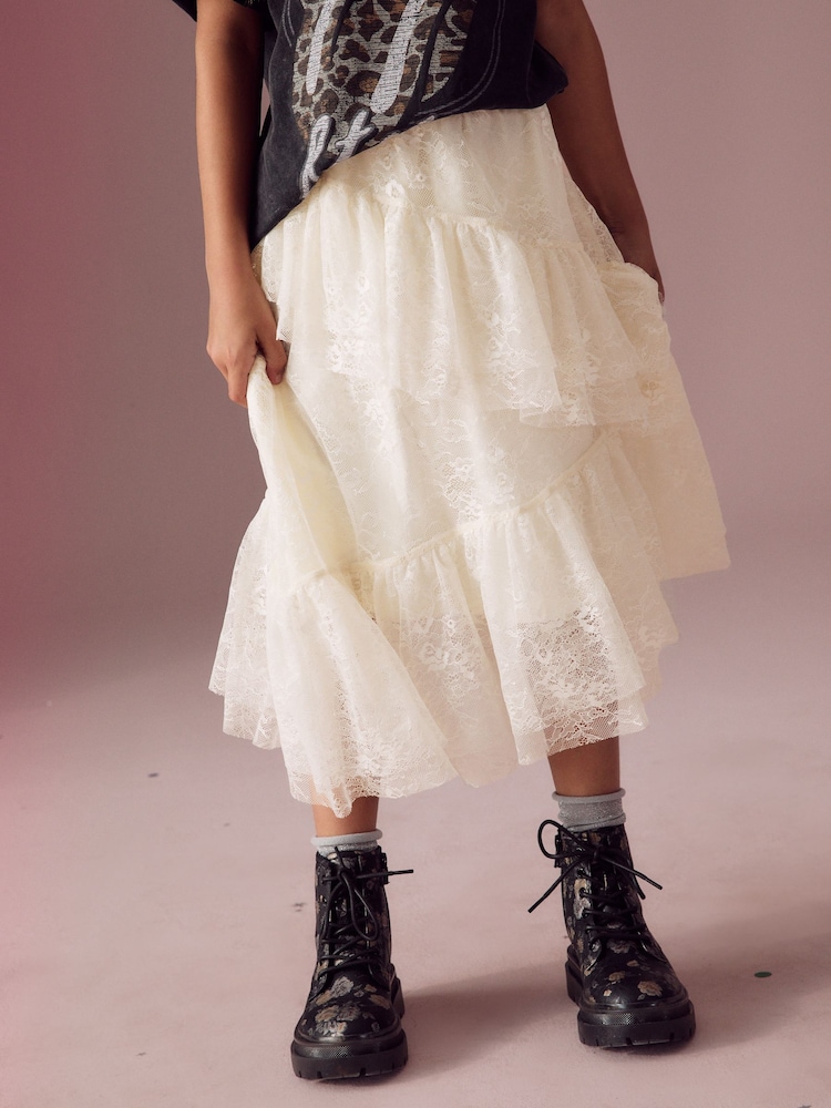 Ecru White Lace Tiered Skirt (3-16yrs) - Image 1 of 8