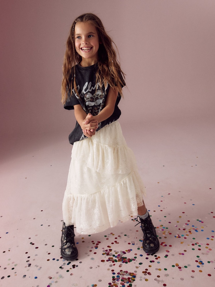 Ecru White Lace Tiered Skirt (3-16yrs) - Image 2 of 8
