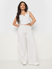 PixieGirl Petite White Notch Neck Corset 100% Cotton Top - Image 2 of 5