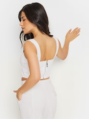 PixieGirl Petite White Notch Neck Corset 100% Cotton Top - Image 3 of 5