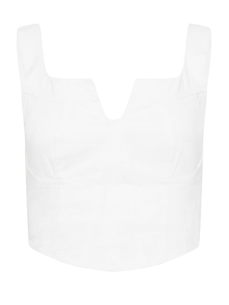 PixieGirl Petite White Notch Neck Corset 100% Cotton Top - Image 5 of 5