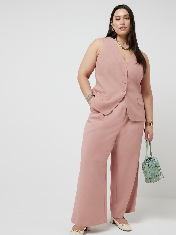 River Island Pink Curve Triple Pleated Wide Leg Trousers - Image 1 of 4
