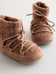 Brown Knitted Baby Snow Boots (0-24mths) - Image 4 of 5