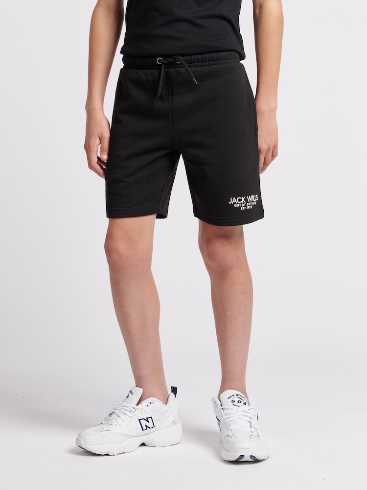 Jack Wills Black Boys Loopback 100% Cotton Shorts - Image 1 of 7