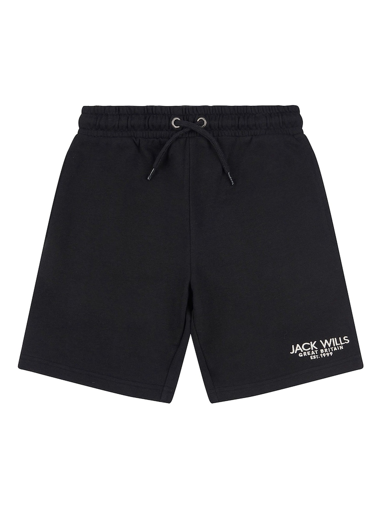 Jack Wills Black Boys Loopback 100% Cotton Shorts - Image 5 of 7