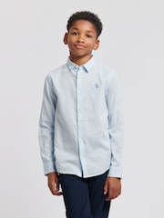 U.S. Polo Assn. Blue Linen Blend Boys Shirt - Image 1 of 7