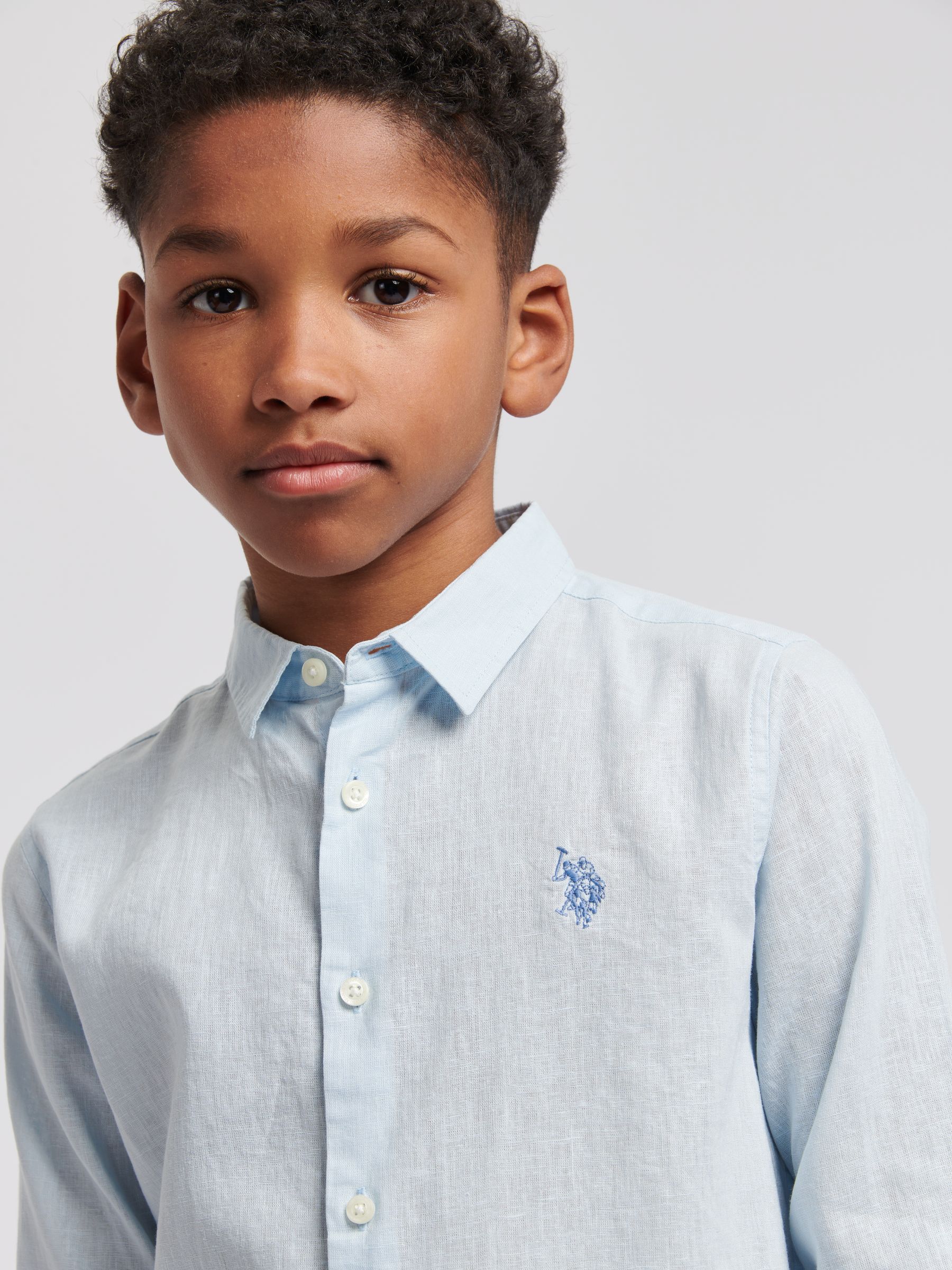 Buy U.S. Polo Assn. Blue Linen Blend Boys Shirt from Next USA