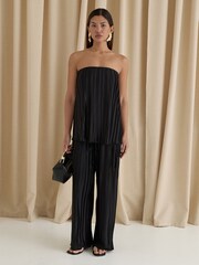 4th & Reckless Black Olivia Plisse Wide Leg Trousers - Image 4 of 4