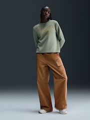 Nike Sage Green Club Fleece Pull-Over Crew-Neck Logo Sweatshirt - Image 1 of 6