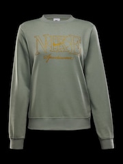 Nike Sage Green Club Fleece Pull-Over Crew-Neck Logo Sweatshirt - Image 6 of 6