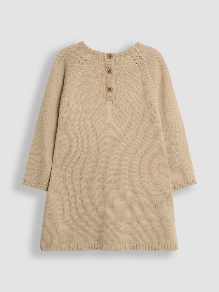 JoJo Maman Bébé Neutral Duck & Guinea Pig Scene Knitted Dress - Image 4 of 5
