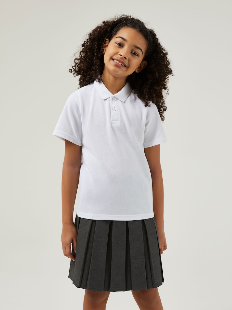 Trutex Unisex White 3 Pack Short Sleeve School Polo Shirts - Image 5 of 8
