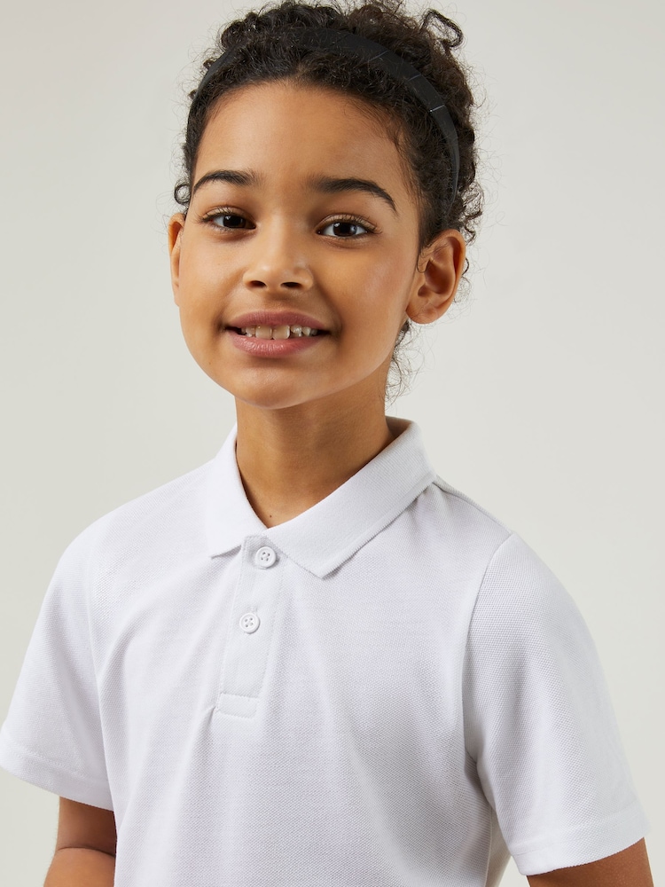 Trutex Unisex White 3 Pack Short Sleeve School Polo Shirts - Image 6 of 8
