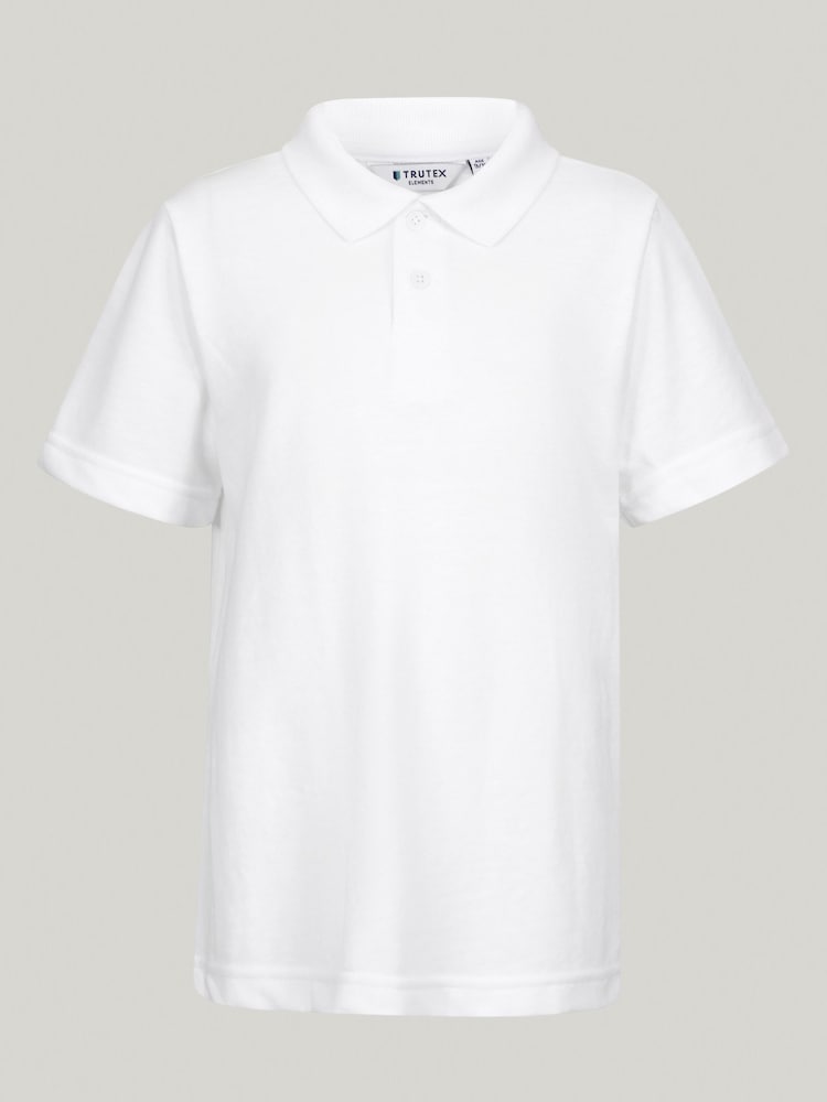 Trutex Unisex White 3 Pack Short Sleeve School Polo Shirts - Image 7 of 8