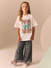 Animal Print Sequin T-Shirt and Wide Leg Trousers Set (3-16yrs) - Image 1 of 4