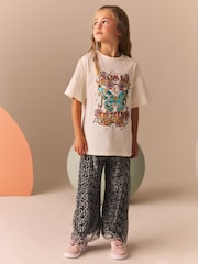 Animal Print Sequin T-Shirt and Wide Leg Trousers Set (3-16yrs) - Image 2 of 4