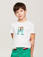 Tommy Hilfiger White 100% Cotton Monogram T-Shirt - Image 1 of 5