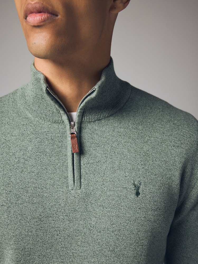 Sage Green Stag - Uni - Coupe classique 100% Coton Premium Quarter Zip Pull - Image 4 of 7