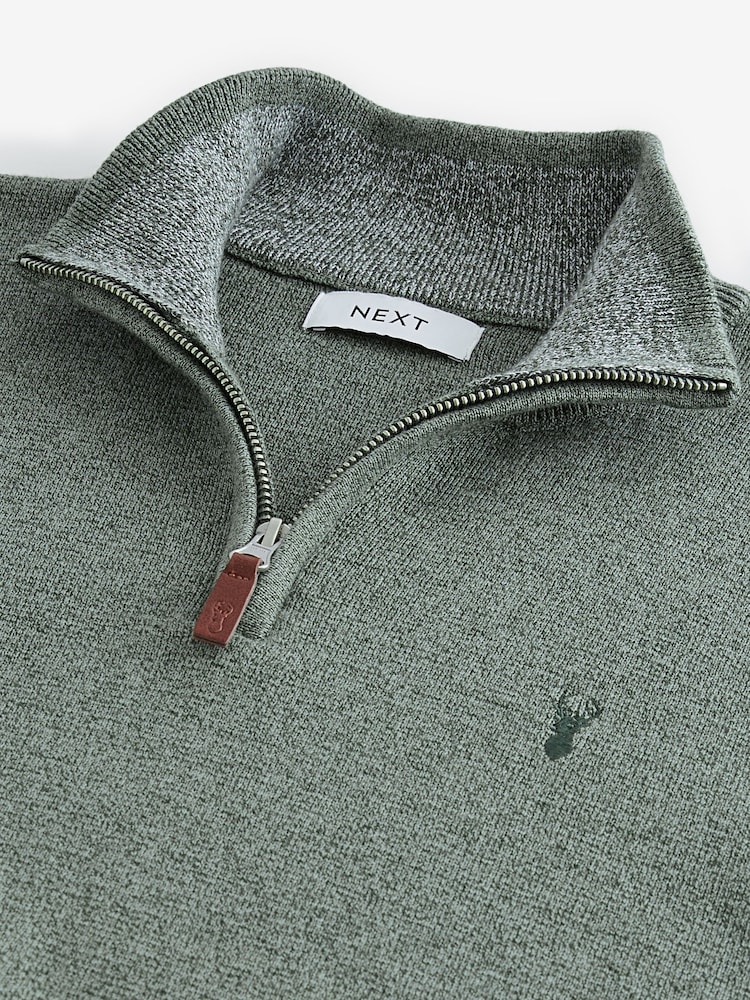 Sage Green Stag - Uni - Coupe classique 100% Coton Premium Quarter Zip Pull - Image 6 of 7