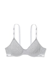 Victoria's Secret PINK Grey Heather Cotton Logo Unlined Scoop Bra - Image 3 of 3