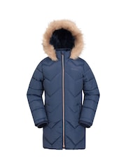 Mountain Warehouse Blue Kids Galaxy Water-Resistant Long Padded Jacket - Image 1 of 5