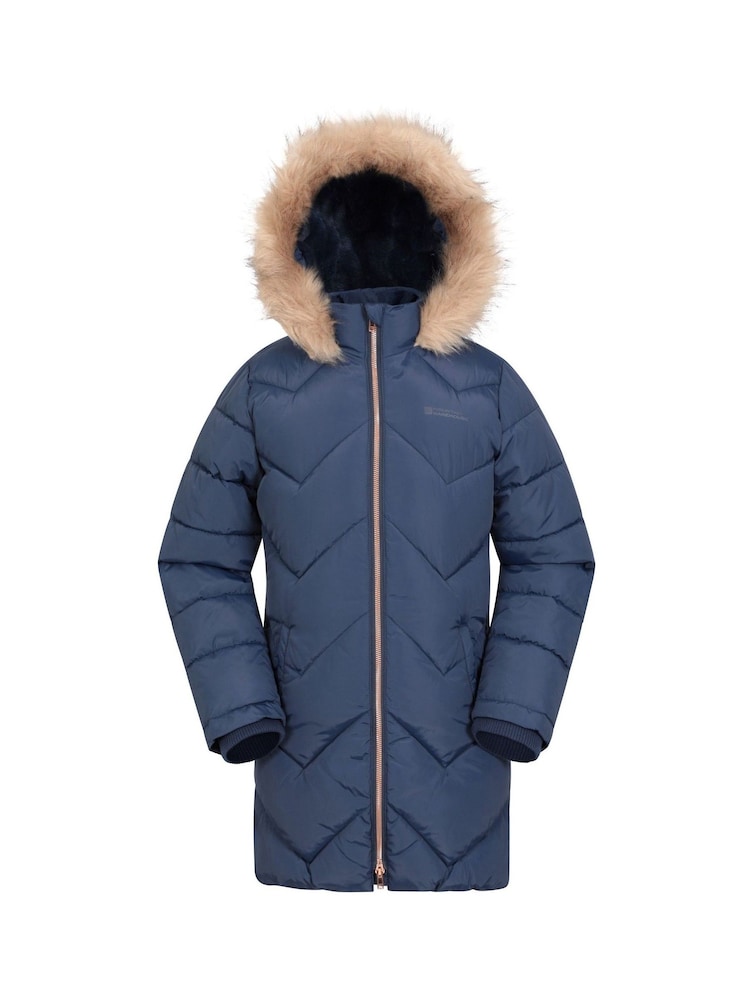 Mountain Warehouse Blue Kids Galaxy Water-Resistant Long Padded Jacket - Image 1 of 5