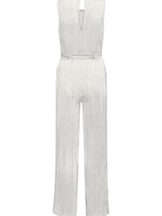 ONLY Cream Linen Blend Tie Waist Jumpsuit - Image 2 of 4