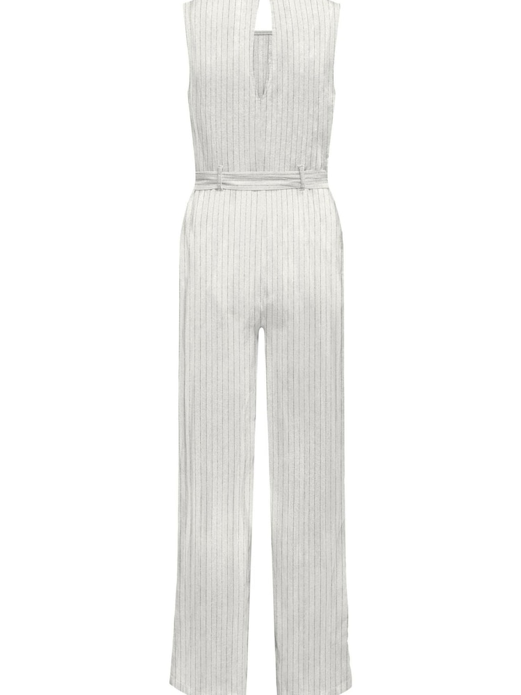 ONLY Cream Linen Blend Tie Waist Jumpsuit - Image 2 of 4