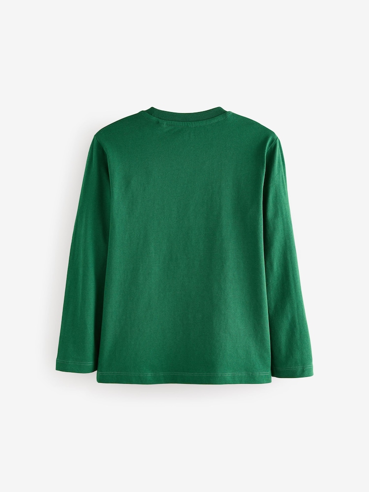 Green Licensed Minecraft Christmas Long Sleeve 100% Cotton T-Shirt (3-16yrs) - Image 2 of 4