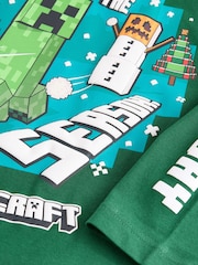 Green Licensed Minecraft Christmas Long Sleeve 100% Cotton T-Shirt (3-16yrs) - Image 4 of 4