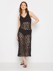 Long Tall Sally Black Tall Crochet Midi Beach Cover-Up Dress - Image 2 of 6