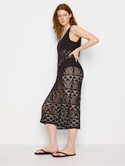 Long Tall Sally Black Tall Crochet Midi Beach Cover-Up Dress - Image 3 of 6
