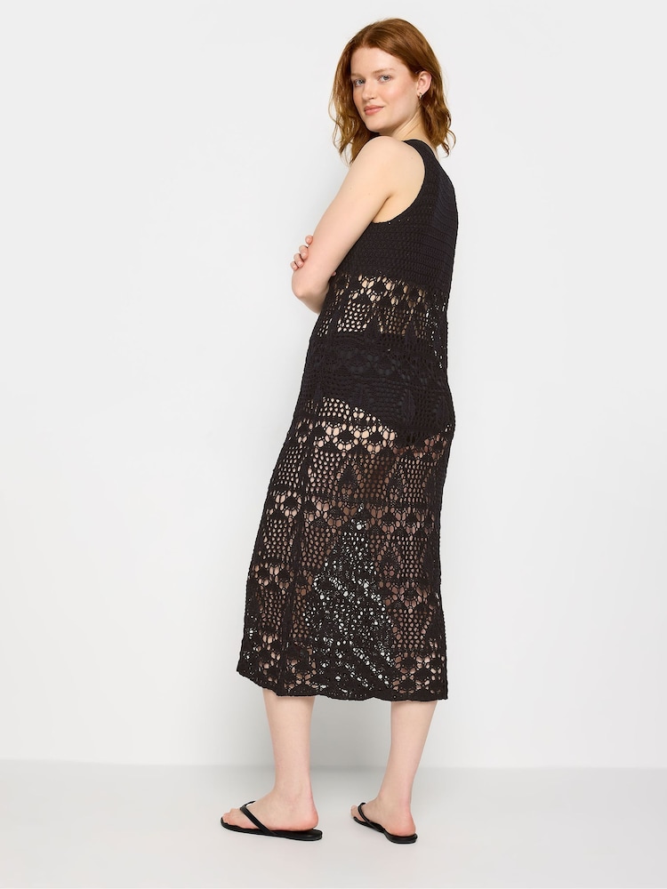 Long Tall Sally Black Tall Crochet Midi Beach Cover-Up Dress - Image 4 of 6