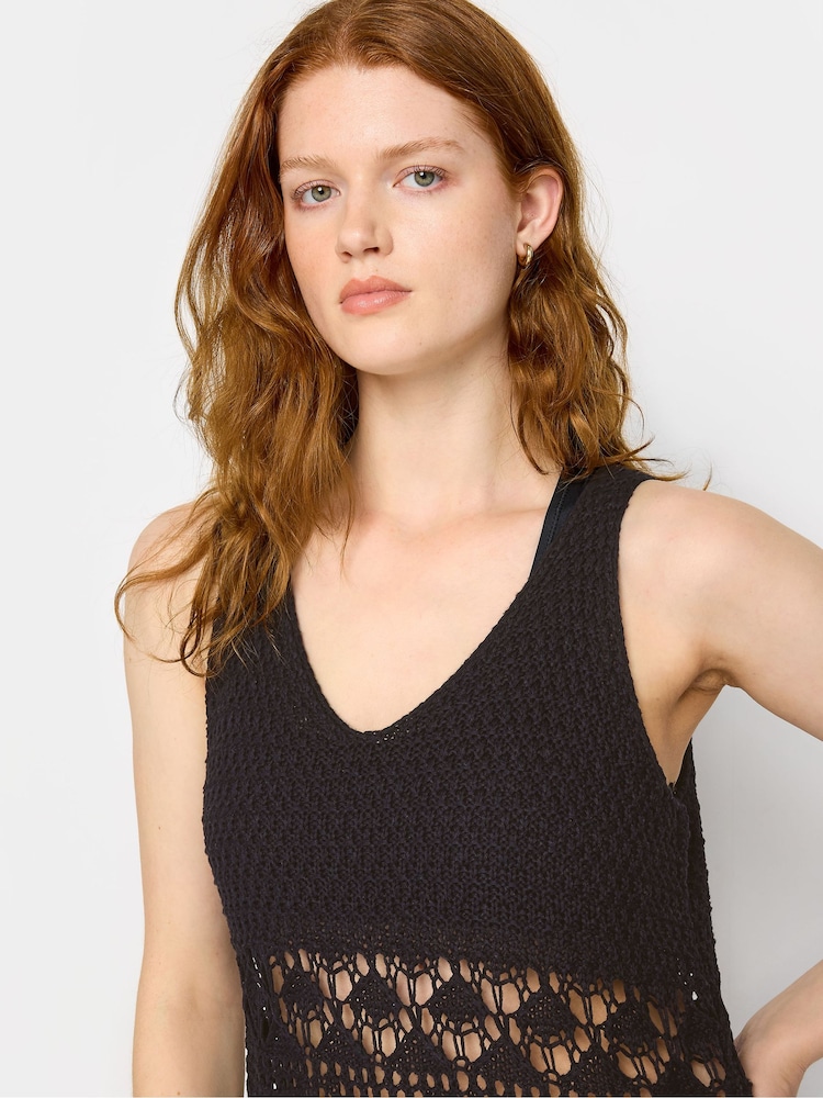 Long Tall Sally Black Tall Crochet Midi Beach Cover-Up Dress - Image 5 of 6