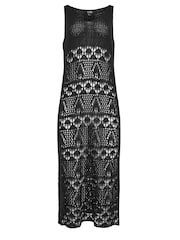 Long Tall Sally Black Tall Crochet Midi Beach Cover-Up Dress - Image 6 of 6