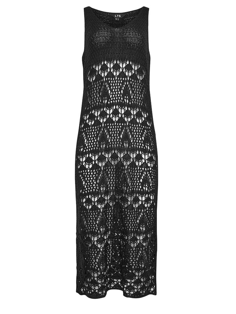 Long Tall Sally Black Tall Crochet Midi Beach Cover-Up Dress - Image 6 of 6