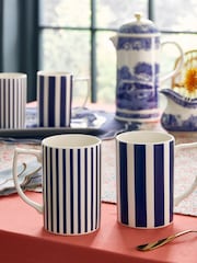 Spode Set of 4 Blue Steccato Bold Stripe Mugs - Image 1 of 5