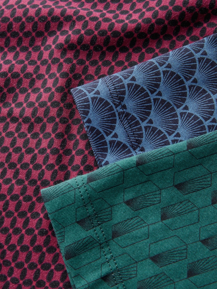 Motif Vert/Bleu/Rouge - Ajustement régulier - Polo en jersey Manches courtes 3 Pack - Image 11 of 12
