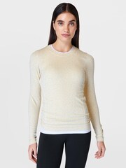 Sweaty Betty Beige Leopard Marks Jacquard Glisten Seamless Jumper - Image 1 of 7